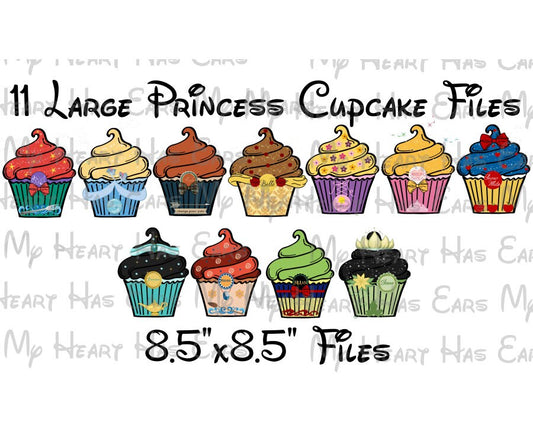 Disney Princess cupcakes 11 large files images png digital files sublimation print t-shirt design