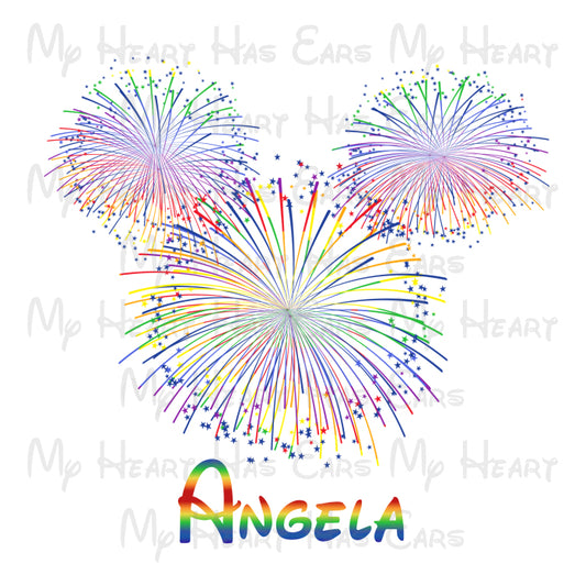 Firework Mickey Mouse head ears image png digital file sublimation print t-shirt design