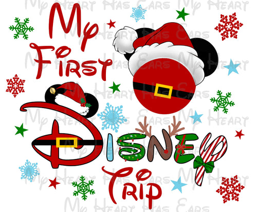 My first Disney Christmas trip Mickey Mouse ears image png digital file sublimation print t-shirt design