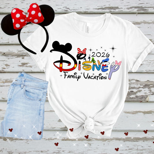 Disney Mickey Mouse text font family vacation 2026 PNG Digital Download
