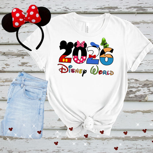 Disney World Mickey Mouse and gang text family vacation 2026 PNG Digital Download