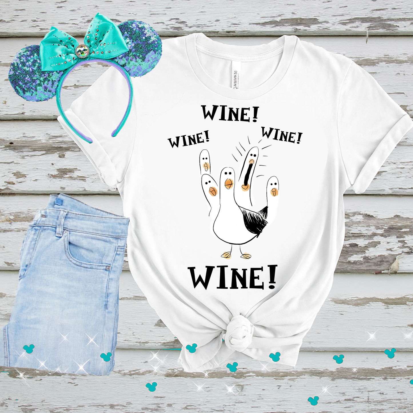 Wine! Finding Nemo seagulls mine image png digital file sublimation print t-shirt design
