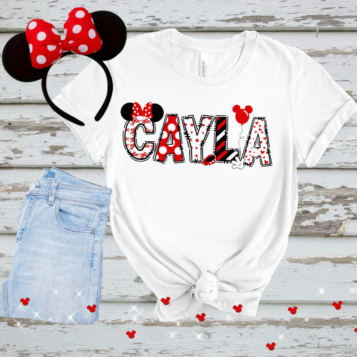 Custom Minnie Mouse Name RED PNG • Personalized Name Design • Disney Letters Digital Download
