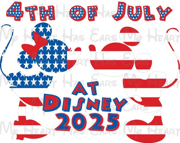 4th of July at Disney Mickey Minnie Mouse 2025 Vacation image png digital file sublimation print t-shirt design