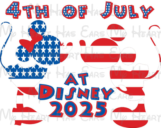 4th of July at Disney Mickey Minnie Mouse 2025 Vacation image png digital file sublimation print t-shirt design