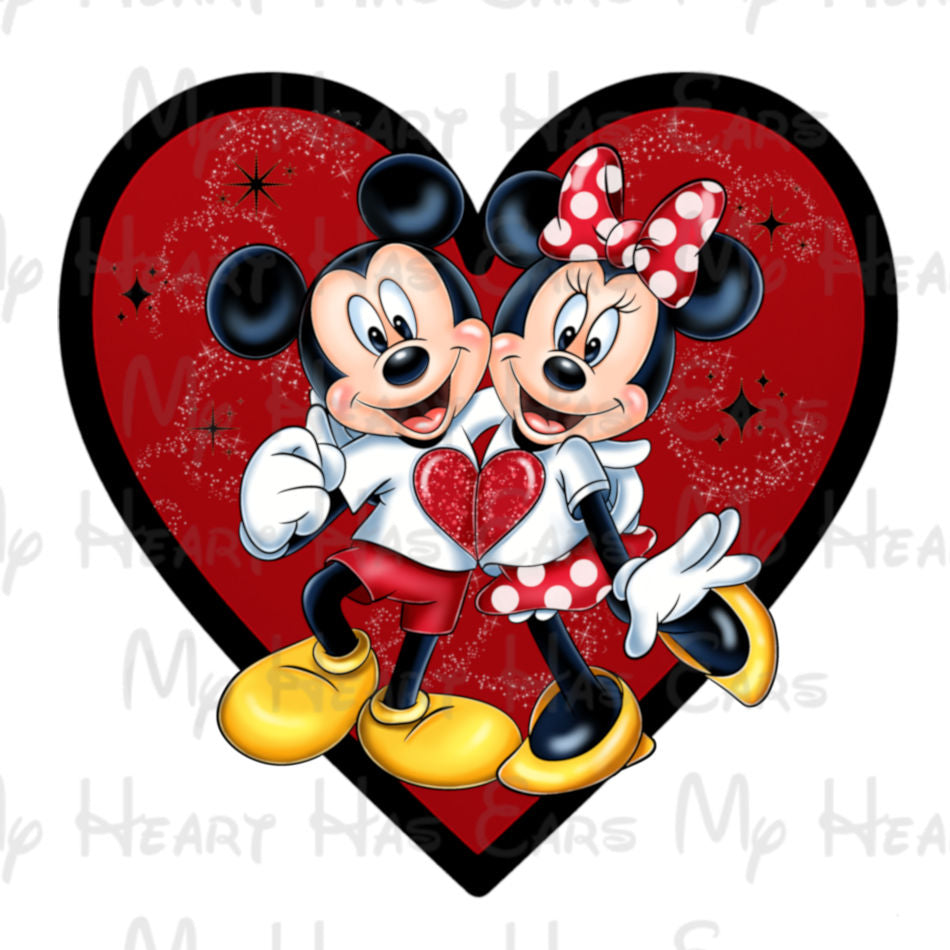 Mickey & Minnie Love Heart PNG Design • Digital Download Disney Art