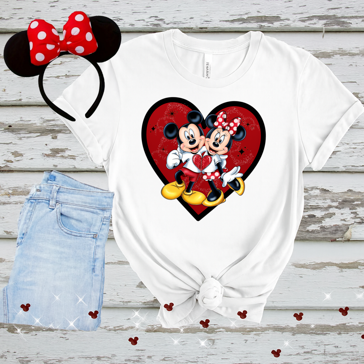 Mickey & Minnie Love Heart PNG Design • Digital Download Disney Art