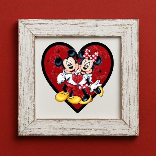 Mickey & Minnie Love Heart PNG Design • Digital Download Disney Art