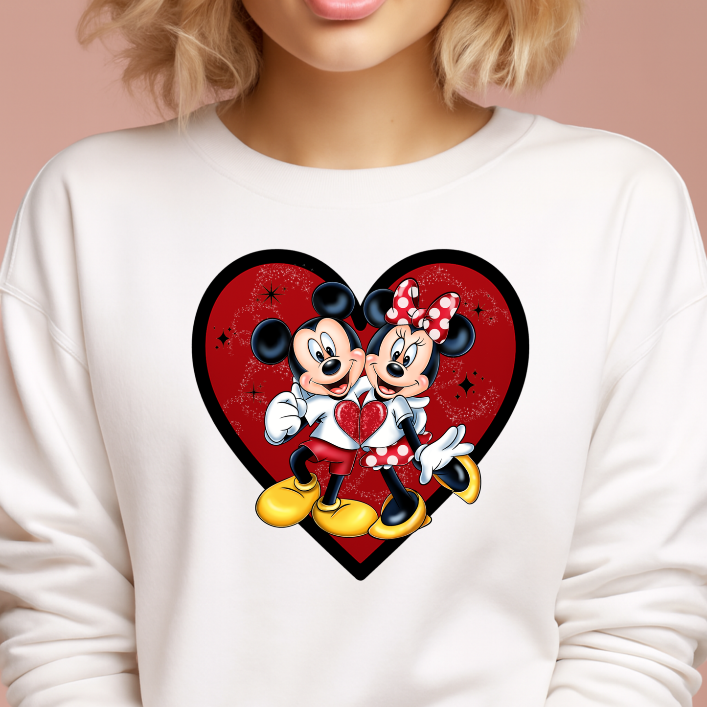 Mickey & Minnie Love Heart PNG Design • Digital Download Disney Art