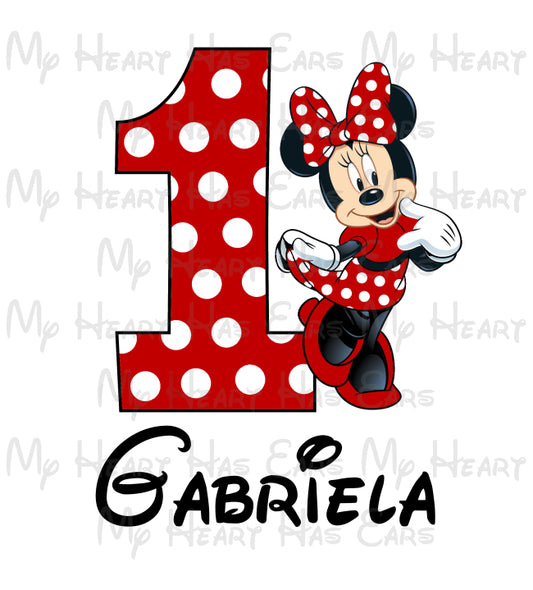 Minnie Mouse Red Birthday PERSONALIZED image png digital file sublimation print t-shirt design