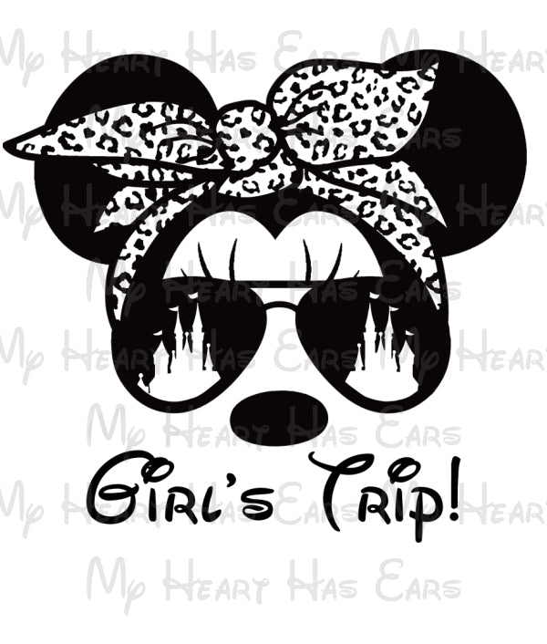 Minnie Mouse sunglasses leopard bandana castle Girls trip image png digital file sublimation print t-shirt design