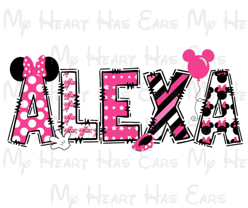 Custom Minnie Mouse Name PINK PNG • Personalized Name Design • Disney Letters Digital Download