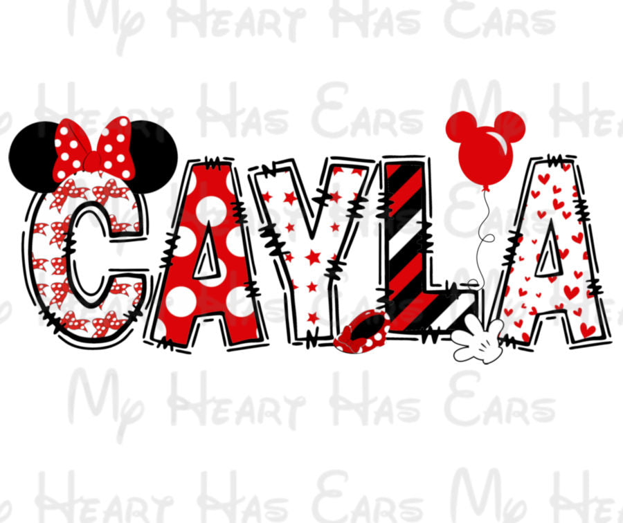 Custom Minnie Mouse Name RED PNG • Personalized Name Design • Disney Letters Digital Download