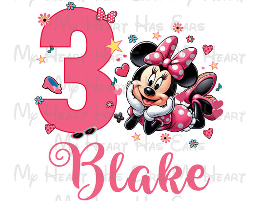 Iconic Minnie Mouse Birthday PERSONALIZED image png digital file sublimation print t-shirt design