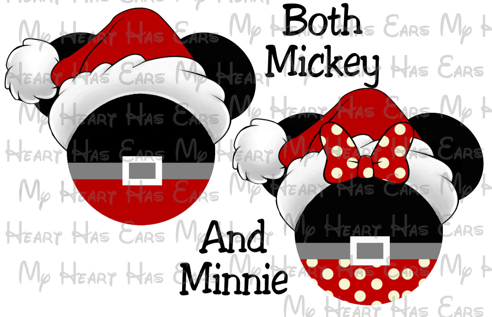 Santa and Mrs. Claus Mickey Minnie Mouse head ears image png digital file sublimation print t-shirt design
