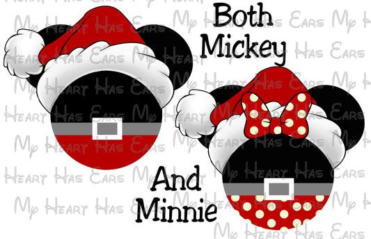 Santa and Mrs. Claus Mickey Minnie Mouse head ears image png digital file sublimation print t-shirt design