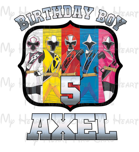 Power Rangers birthday boy ANY NAME OR AGE image png digital file sublimation print t-shirt design