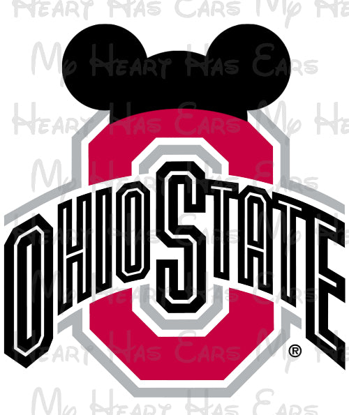 Ohio State University block O with Mickey Mouse ears image png digital file sublimation print decal t-shirt design