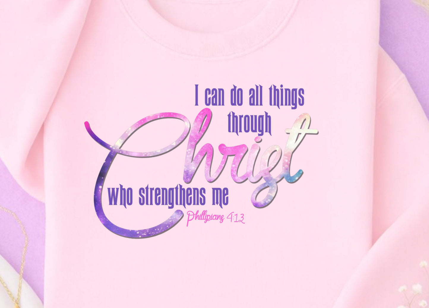 All Things Through Christ PNG – Philippians 4:13 Christian Scripture Design – Inspirational Bible Verse Digital Download