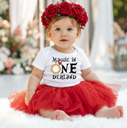 Alice in Wonderland Onederland personalized 1st first birthday image png digital file sublimation print decal t-shirt design