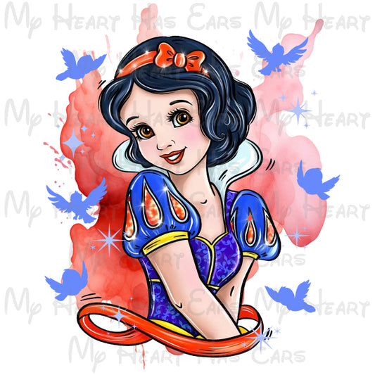 Snow White watercolor image png digital file sublimation print t-shirt design