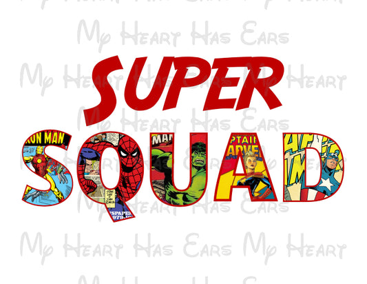 Super hero Marvel Squad Family of the birthday boy image png digital file sublimation print t-shirt design