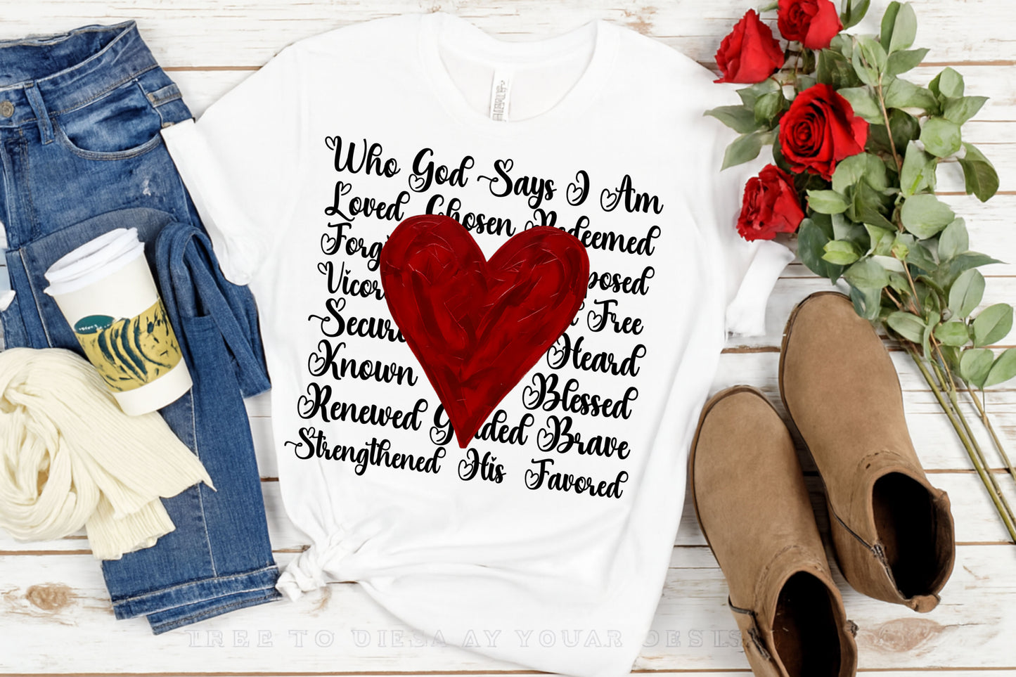 Who God says I am Red Heart Christian Heart PNG • Design Digital Download Worship Art