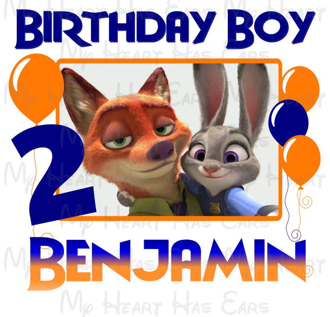 Zootopia birthday boy image PERSONALIZED png digital file sublimation print t-shirt design