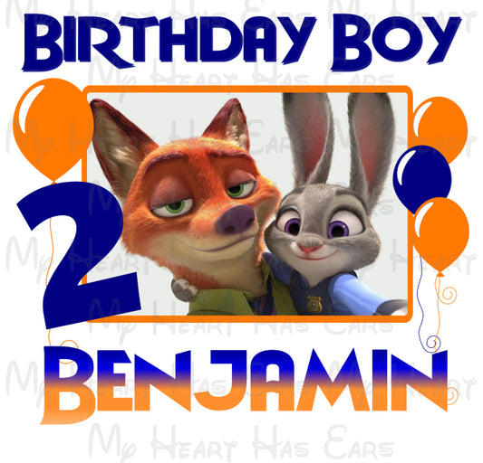 Zootopia birthday boy image PERSONALIZED png digital file sublimation print t-shirt design